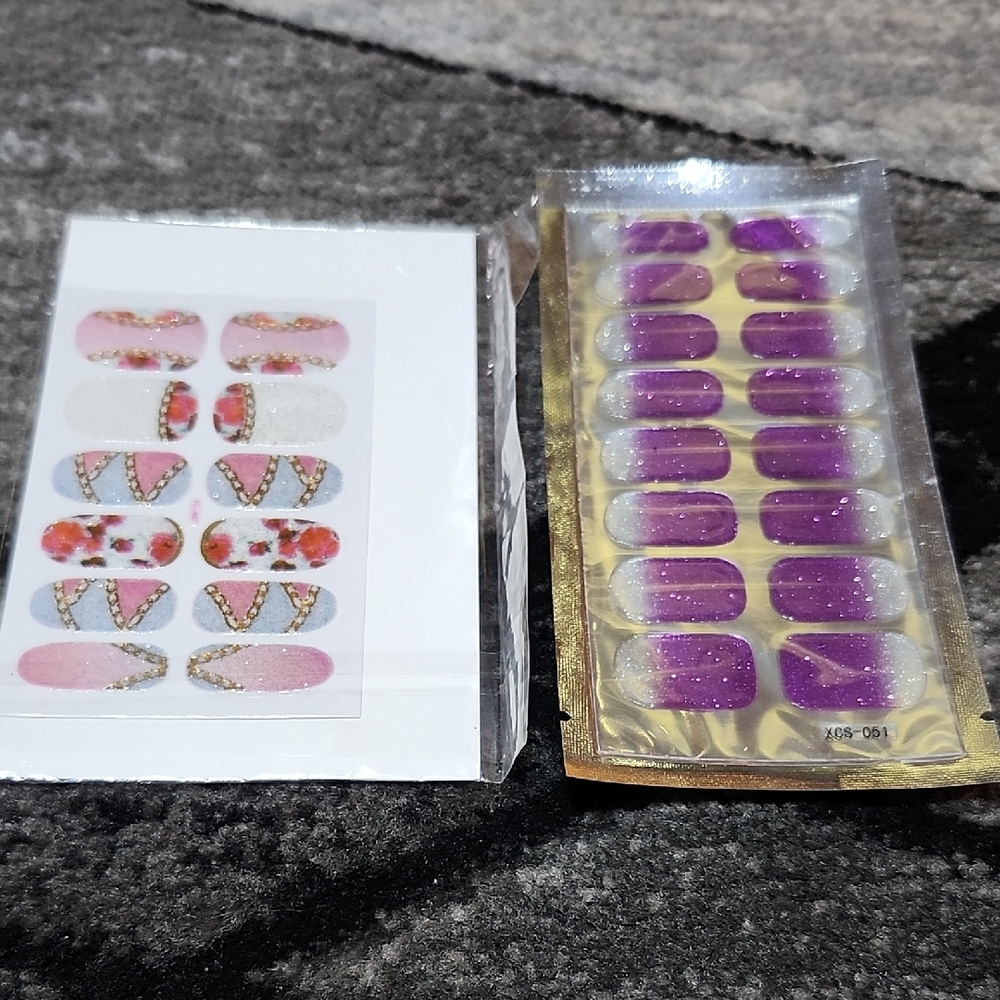 ALLULAH SEMI-CURED GEL GLITTER GRADIENT NAIL STICKER WRAPS SET-OF-2